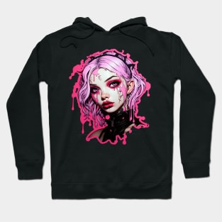 Pink Cyber Goth Girl Hoodie